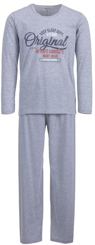 Henry Terre Herren Pyjama 2 teiliges Set Original Authentic Nightwear Langarm Schlafanzug Baumwolle