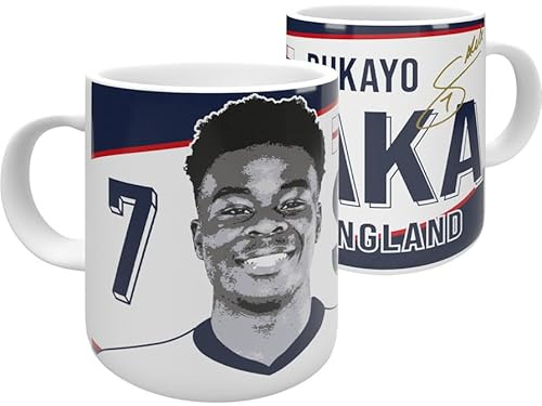 Partisan England-Tasse, 325 ml, wählen Sie aus Bellingham, Kane, Foden, Saka oder Reis (Saka)