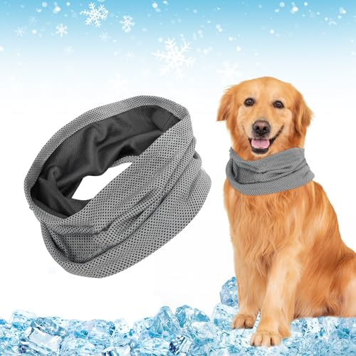 Hunde Halstücher Kühlend, Kühlhalsband für Hunde, Atmungsaktiv Wärmeableitung Kühlende Bandana Hund, Kühlung Kragen Hund,Hundehalsband Kühlend, Geeignet für Kühlhunde im Sommer (Grau-M)