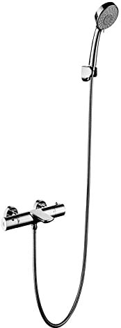 MUCSAH Grifos para Fregadero, Grifo Mezclador Termostático para Ducha Cascada 5 Modos Teleducha Grifos para Ducha de Baño