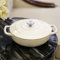 QTANZIQI Cocotte en fonte émaillée, antiadhésive avec couvercle, faitout peu profond et robuste, cocotte avec poignées ergonomiques, va au four, blanc, 26 cm