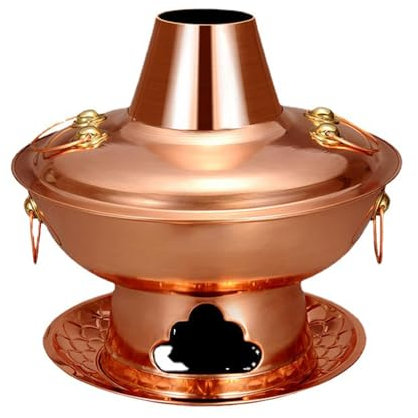 OYWEHECE Chinese Electric Copper hot Pot Set Chinese Traditional Old Beijing Charcoal Copper Hot Pot, Pot Shabu, Camping Home Use,Cook Cooking for Unusual Gift,30cm