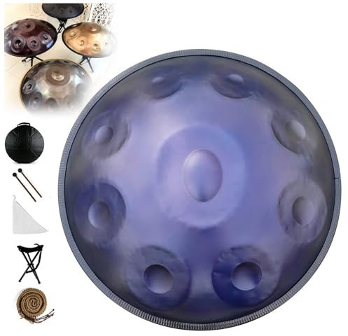 Handpan in D Kurd Minor, Handpan Drum 9 Noten 22-Zoll Handtrommel 432HZ/440HZ Handpan Steel Drum Handpan-Drum-Instrument für Erwachsene(Purple,440Hz)