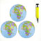 Aufblasbarer Erdkugel,PVC Weltkugel,Geographie Weltkarte,3PC Aufblasbare Kugeln mit Ballonpumpe Wasserball Aufblasbar für Garten Strand Pool Wissenschaft Geographie Bildung