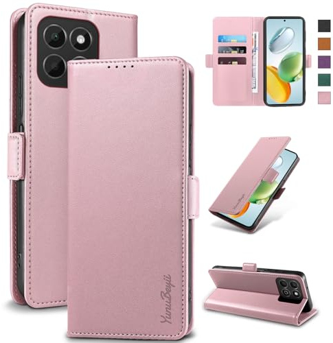Yunubeyii Cover Libro per Honor 200 Smart,Rosa | Blocco RFID,Luxury PU Pelle,Portafoglio,Card Holder,Magnetic Phone Custodia,Kickstand,Protettiva,Antiurto