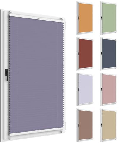NIBLO Plissee nach Maß ohne Bohren Plisseerollo Klemmfix Faltrollo mit Klemmträger Blickdicht und lichtdurchlässig Sichtschutz & Sonnenschutz (mit Klemmträger, Breite 22-120cm, Höhe 131-230 cm)