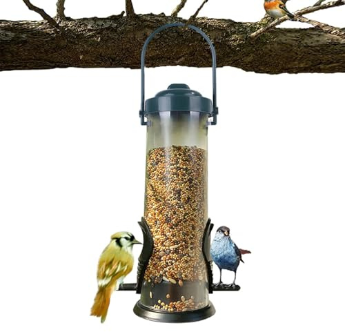 Vogelfutterspender für Wildvögel, Futterspender aus Kunststoff, zum Aufhängen mit Futterschale, 2 Löcher, Futterspender zum Aufhängen
