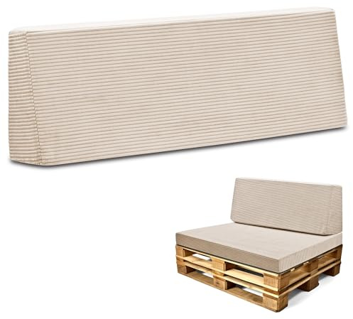 Amazinggirl Palettenkissen Outdoor Europaletten Rückenkissen 120x40 cm - Schaumstoff Sitzpolster für Paletten und Palettensofa Lincoln Beige