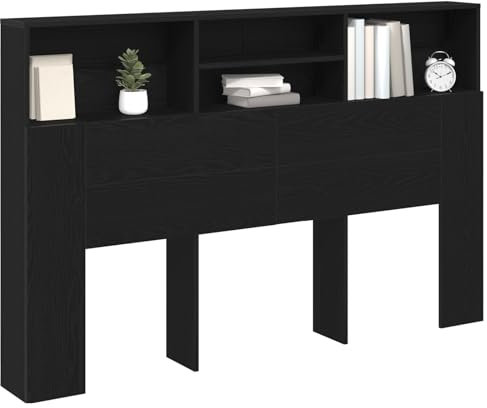 vidaXL Kopfteilschrank in Schwarz Eiche - 160x19x103,5 cm, aus Holzwerkstoff gefertigt.
