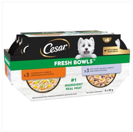 CESAR® Fresh Bowl Adult Dog Chicken & Duck Taster Multipack 6x85g