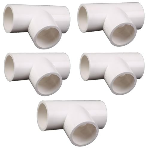 Generico 5 Pezzi Connettore a 3 Vie Tee Connettore 20/25/32/40/50mm PVC Connettore Tubo Connector At di distribuzione dell'Acqua dell'impianto Idraulico Bianco 20mm