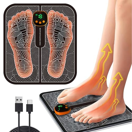 Neueste Fußmassagegerät Elektrisch，EMS Fußmassagegerät, 8 Modi und 19 Intensitäten, Faltbares und Tragbares Elektrisches Fußmassagegerät zur Durchblutungs,Muskelschmerzlinderung