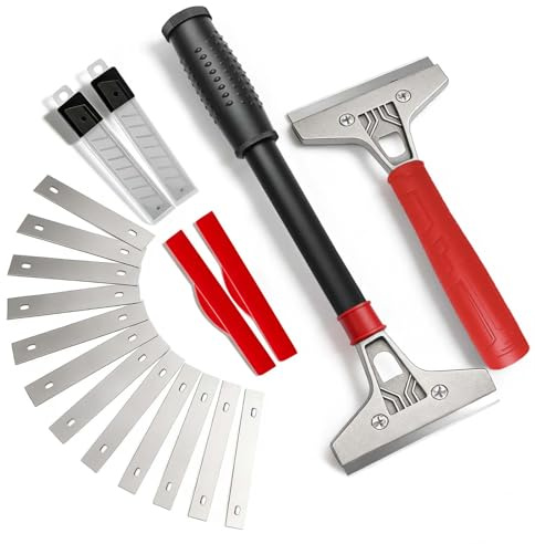 Qibivfo Set 2 Raspadores de Pared con 22 Cuchillas SK5 (4''), Raspador Multiusos con Mango Antideslizante, Herramienta para Quitar Papel Pintado, Pintura, Adhesivos y Masilla
