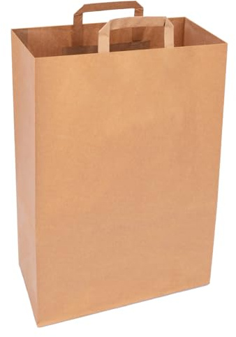 verpacking Papiertragetaschen 45 x 32 x 16 cm Braun [Größe und Stückzahl wählbar] Papiertüten mit Henkel Kraftpapier 50 Stück