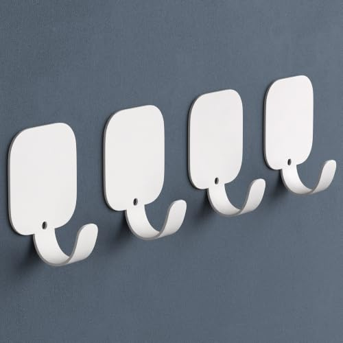doporro Klebehaken extra stark Weiß 4 Stück, Haken selbstklebend | Handtuchhaken ohne Bohren aus Aluminium für Bad & Küche, extra starker Wandhaken selbstklebend, Stalo-15