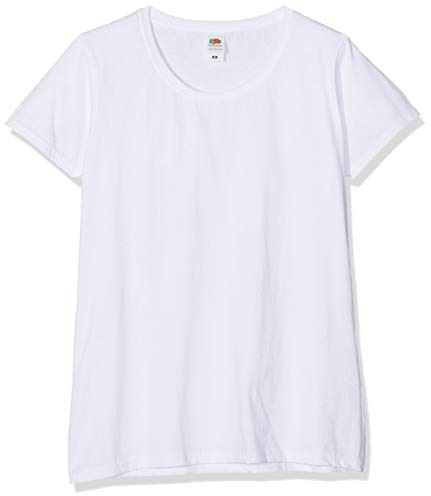 Fruit of the Loom Women's Lady-Fit Valueweight Tee, 3 Pack Regular Fit Crew Neck Short Sleeve 3 T - Shirt, Multicolour (White/Black/Deep Navy 31), 4 (Manufacturer Size:XS)