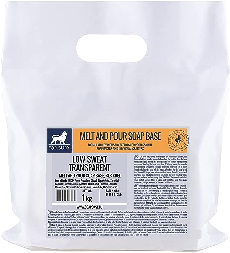 1kg Glycerinseife Transparent Low Sweat, Rohseife Seifenbasis (SLS-frei), Super Clear Melt and Pour soap Base SLS Free