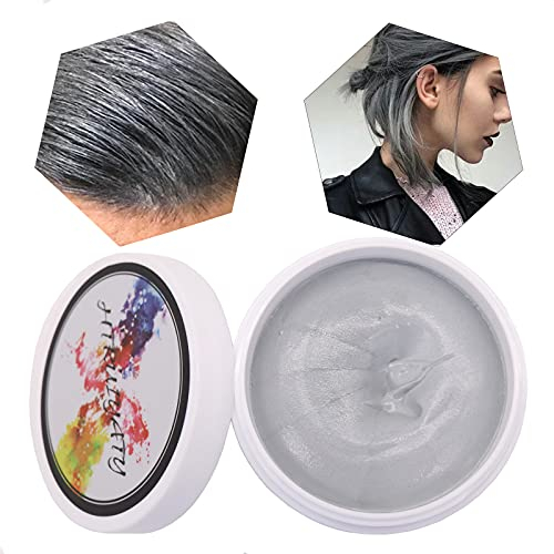Cera Cabello Para Pelo Unisexo Cera para el cabello Lavable Tinte Temporal Capilares Apta para fiesta Halloween Navidad-Gris