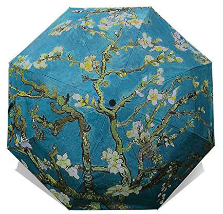 N-B Faltbarer Regenschirm für Damen, Van Gogh, Malerei, chinesische Kunst, Sakura, Regenschirm, winddicht, Anti-UV, Sonnenschirm