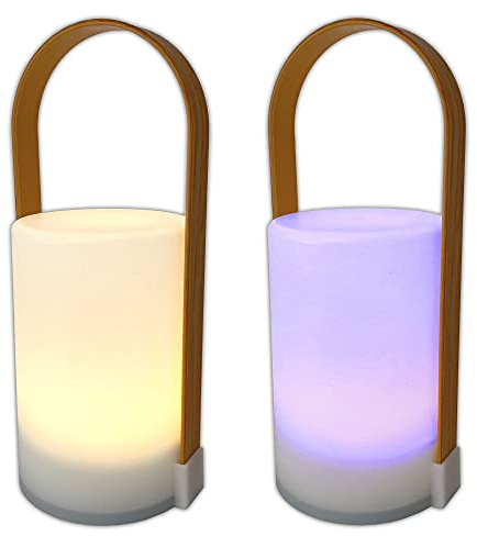HAC24 2er Set LED Lampe Tischlampe Dekolampe Wohnzimmerlampe Batteriebetrieben Beleuchtung Warmweiß oder Farbwechsel Nachttischlampe