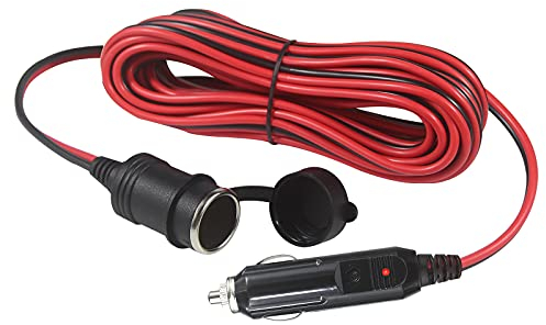 Car Cigarette Lighter Extension Cable - 24FT / 7.3m 16AWG Heavy Duty Cigarette Lighter 12V 24V Male Plug to Female Socket Extension Lead with LED Lights for Camping Car Tire Inflator Air Compressor