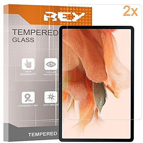 REY Pack 2X Bildschirmschutz aus gehärtetem Glas für Samsung Galaxy TAB S7 FE 5G - WiFi 12,4, Schutzfolie, Displayschutzfolie 9H+ Härte, Anti-Kratzen-Öl-Bläschen