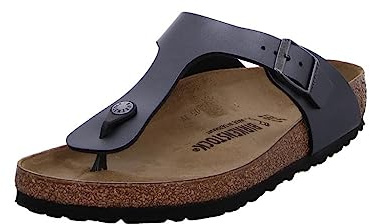 Birkenstock Unisex Gizeh metallic Black, Birko Flor Flip Flops, Schwarz, 35 EU