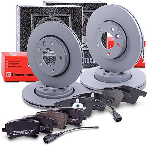 ZIMMERMANN Bremsenset inkl Bremsscheiben Vorne Belüftet Ø 308 mm + Hinten Belüftet Ø 294 mm und Bremsbeläge Vorne und Hinten + Veschleißkontakt