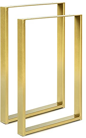 2X TISCHKUFEN | Gestell | Schwarz, Industrial, Gold Anthrazit & Weiß | alle Größen | DIY Esstisch, Tischgestell, Tischbeine, Bank (B70 x H72 cm, Golden)