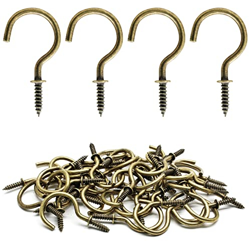 Biaungdo 60 Stück 3,8 cm Deckenhaken, bronzefarbene selbstschneidende Schrauben