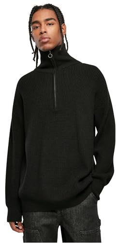 Urban Classics Men's TB5549-Oversized Knitted Troyer Sweatshirt, Black, L