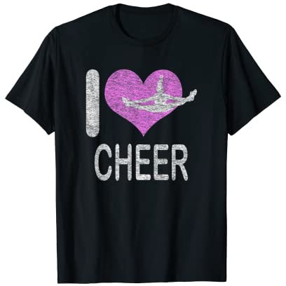 I Love Cheer Distressed Flyer Cheerleading T-Shirt T-Shirt