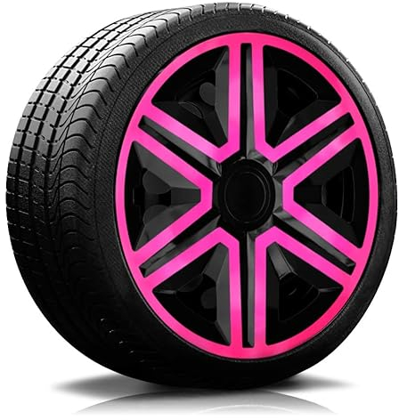 RADKAPPEN-KÖNIG 14 Zoll RKK20 Schwarz-Pink Radkappen Radzierblenden 4 Stück