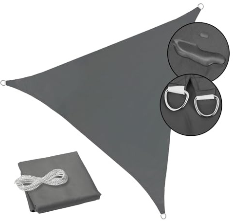 SVITA Sonnensegel dreieckig 160g/m² UV-Schutz Sonnenschutz Garten Balkon Befestigung Dunkelgrau 4,2x4,2x6m
