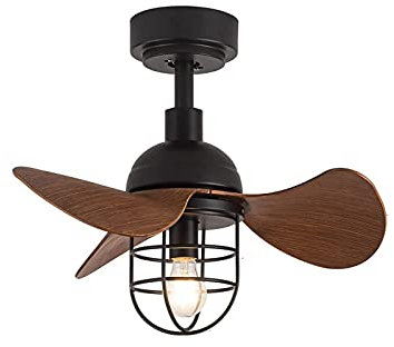 BVSPA Farmhouse Ceiling Fans with DC Motor， Outdoor Wood Industrial Ceiling Fans Wooden Quiet Ceiling Fan with Remote Control For Small Spaces