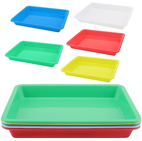DAKFOOK 20 PCS Plastic Activity Trays, 28 x 21 x 3cm Multicolor Play Art Tray Crafts Organizer Tray for School Home Art and Crafts, DIY Projects, Painting, Beads, Organizing Supply