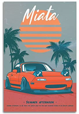 JDM Auto-Poster für Mazda MX5 Vintage Race Car (2) Dekorative Malerei Leinwand Wand und Kunst Bild Familie Schlafzimmer Dekor 40 x 60 cm