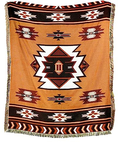 LumiSyne Baumwolle Gewebt Decke Überwurf Mit Quast Bohemian Ethno Stil Azteken Navajo Überwurfdecke Kuscheldecke Dekorative Decke Für Bett Couch Sessel Camping Wandteppich Tischdecke Teppich 160x130cm
