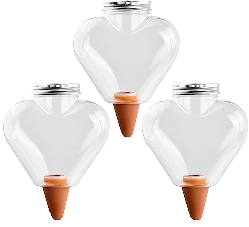 3 Pcs Irrigazione a Goccia per Vasi, Innaffiare Piante Automatico in Vacanza 500ml, 12x12x6cm, Irrigazione Bottiglia Punte Autoirriganti Plastica, Dosatore Acqua per Piante Vaso Fiori Esterni Interni
