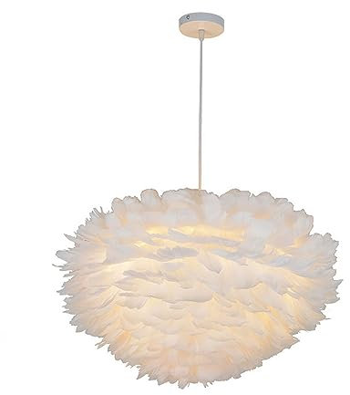 MODEBHD Kronleuchter Französisch Exquisit, Deckenbeleuchtung Weiße Feder Hängelampe, Seil verstellbare Pendelleuchten, Metallbeschläge Pendelleuchten, Esszimmer, Wohnzimmer, Schlafzimmer