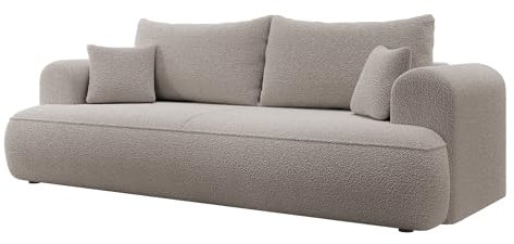 Selsey Sofa Schlafsofa Couch Mit Stauraum Schlaffunktion 3 Sitzer Pflegeleicht Polyurethanschaum Boucle Dunkelbeige OVO