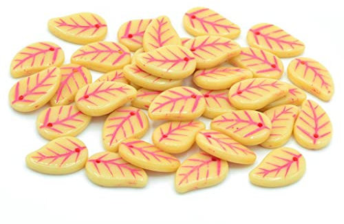 150 pcs Flache Blattperlen 14 x 9 mm, Beige hellblau gesäumt 13020-54308