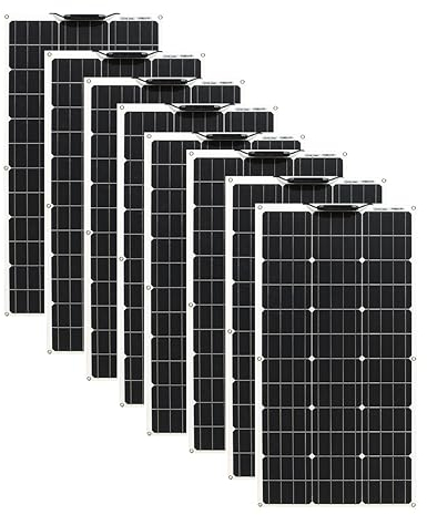 Aysolar Panneau Solaire Flexible 800W(8 pièces 100w) Monocristallin Cellule Solaires Hors réseau pour Camping-car, Remorque, Bateau, Cabine, Van, Voiture, Charge de batterie