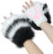 Focupaja Pelzige Niedliche Katze Handschuhe Faux Tier Cosplay Fingerlose Handschuhe Bär Wolf Pfoten Warme Plüsch Winterhandschuhe Eine Größe Passt Alle Schwarz Weiß