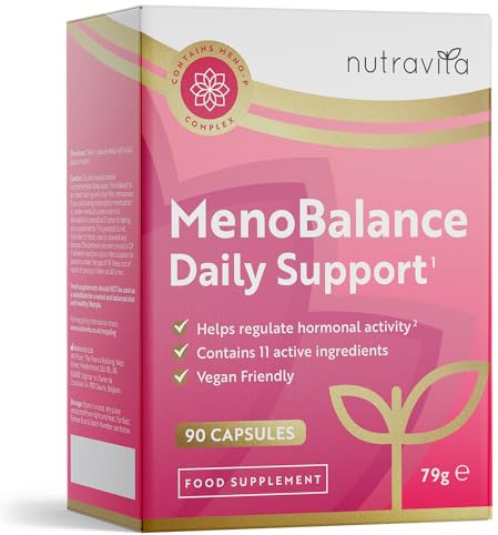 Menopause Supplements - Support for Menopause & Perimenopause Symptoms - with Soy Isoflavones, Zinc & Vitamin B6 to Support Hormone Balance for Women - 90 Vegan Capsules - Made in The UK - Nutravita