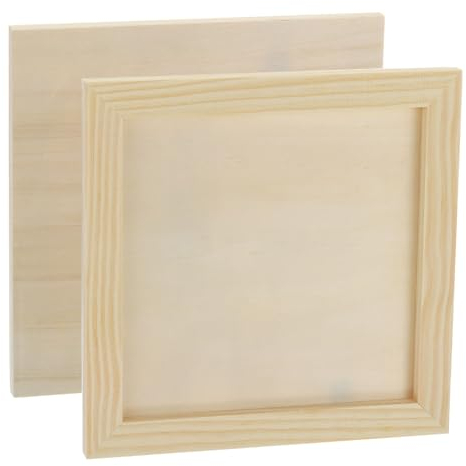PATIKIL Unfinished Wood Canvas Panel 8x8 Deep 0.4, 4 Pack Wooden Paint Pouring Panel Boards Cradled for Pouring Art DIY Crafts