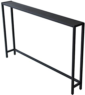 Generic Tavolino lungo e stretto nero, consolle alto per piccoli spazi, perfetto comodino o dietro il divano, tavolino rettangolare