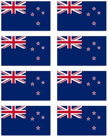 Aufkleber: 75x45 mm, 8 Stück - Flagge - Neuseeland - NZ - für Auto, Koffer, Laptop und mehr