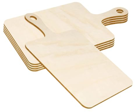 Tofficu 5 PièCes Planche À DéCouper En Bois Avec PoignéE, Petite Planche En Bois Memo, Mini Planche À DéCouper Artisanat, Bois Non Fini, IdéAl Pour Diy, DéCoration, Beige, 9.06 X 5.51 X 0.12 Pouces