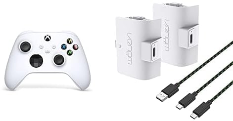 Xbox Wireless Controller Robot White+Venom 1100-mAh-Akku mit hoher Kapazität, Doppelpack - Weiß Series X & S One